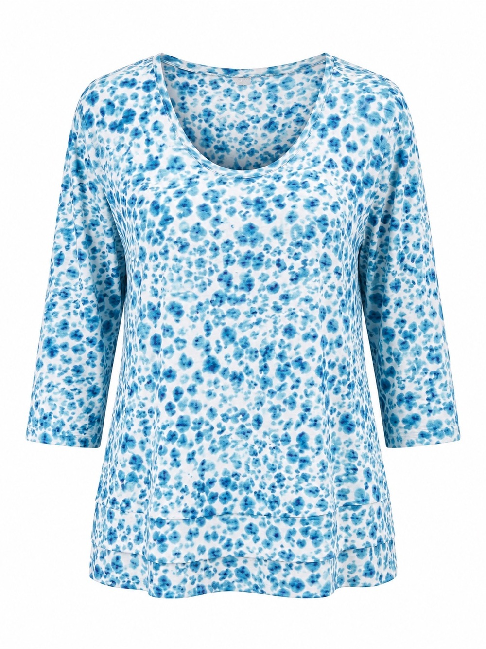 Chicos blue/white watercolor leopard print top, XL, Chicos size 3